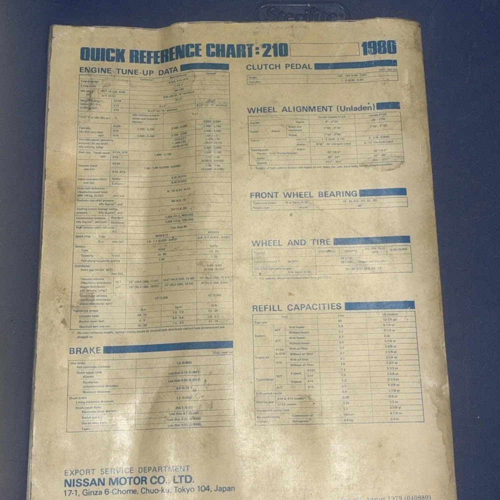 1980 Datsun 210 Factory Service Manual OEM Nissan Shop Repair Guide Original JDM